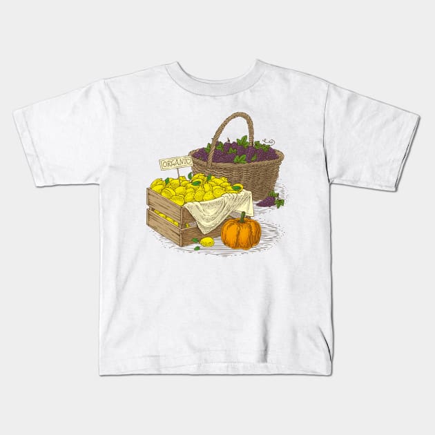 Autumn Harvest Kids T-Shirt by deepfuze